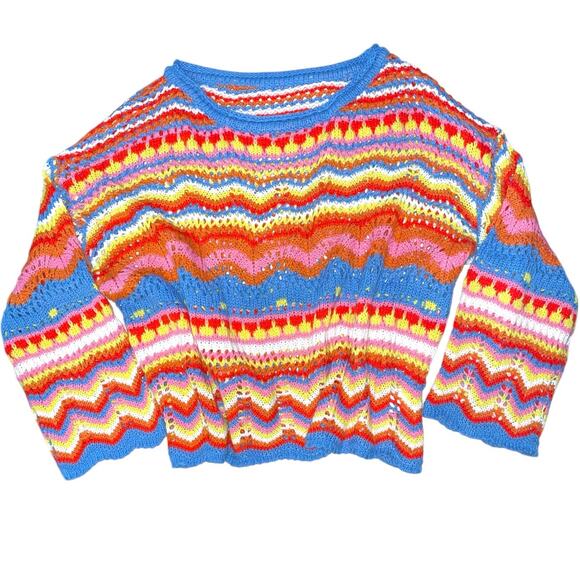 Handmade Crochet Rainbow Sweater size Medium/Large - Picture 1 of 11